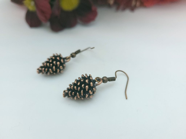 Tannenzapfen Kupferfarbe Ohrringe